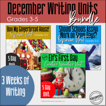 Preview of Christmas Writing Activities Bundle: 3 Engaging Winter Writing for 3rd, 4th, 5th