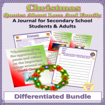 Preview of Christmas Writing Activities Journal About Family Love | Bulletin Board | BUNDLE