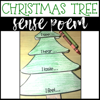 Preview of Christmas Writing Activity- Interactive Christmas Tree Senses Poem