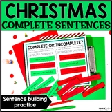 Christmas Writing Complete Sentences and Sentence Structure