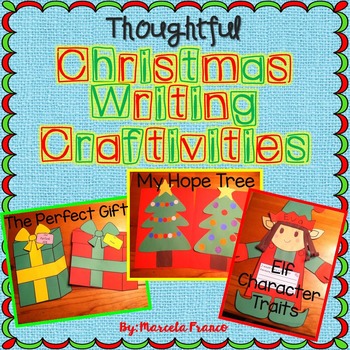 Preview of Christmas Writing Craftivities Bundle- Elf, Tree, and Gift