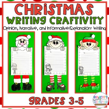 Preview of Christmas Writing Craftivity Craft Writing Activities Prompts 3rd - 5th Grade
