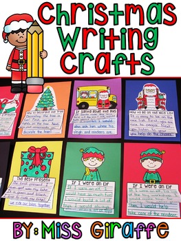 Preview of Christmas Writing Crafts Bundle (14 NO PREP December Writing Activities) Prompts