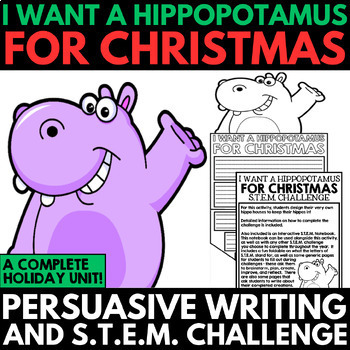 Preview of Christmas STEM Activities - I Want a Hippopotamus for Christmas STEM Challenges