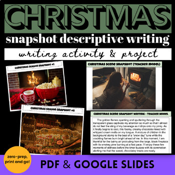 Preview of Christmas Writing Lesson Holiday Scene Descriptive Writing Activity