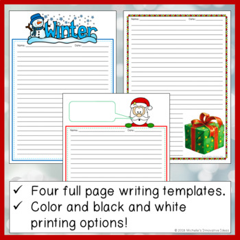 Christmas Writing Paper | Shape and Lined Templates | TpT