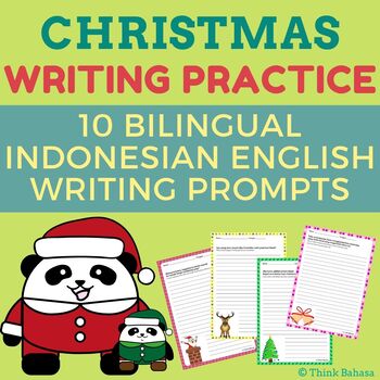 Preview of Christmas Writing Practice English Bahasa Indonesia Writing Prompts | Hari Natal