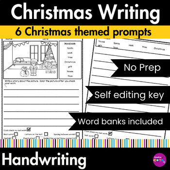 Preview of 1st or 2nd Grade Christmas Sentence Writing Prompts Pictures & Word Banks