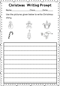 Christmas Writing Prompt with Pictures for Narrative Writing Worksheets