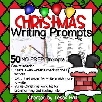 Christmas Writing Prompts by Tessa Hall Teaches | TPT