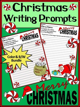 Christmas Writing Prompts Activity Packet Bundle - Color&BW by Ann ...