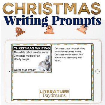 Preview of Christmas Writing Prompts Digital (Digital Google Drive Edition)