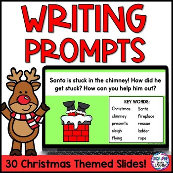 Preview of Christmas Writing Prompts Digital Slides | Kindergarten 1st Grade and 2nd Grade