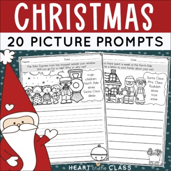 Preview of Christmas Writing Prompts for First Grade | Picture Prompts with Word Banks