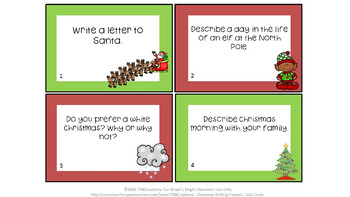 Christmas Writing Prompts Task Cards by TNBCreations | TPT