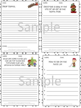 Christmas Writing Prompts Worksheets by TNBCreations | TpT