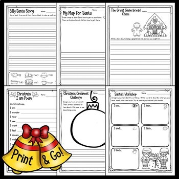 Christmas Writing Prompts for Kindergarten, First Grade, and Second Grade
