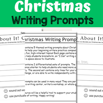 Christmas Writing Prompts for Kindergarten and Beginning Writers