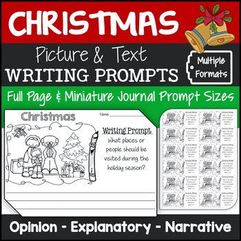 Preview of Christmas Writing Prompts with Pictures (Opinion, Explanatory, Narrative)