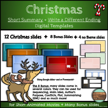 Preview of Christmas Writing Short Summary + Diff Ending Digital Templates for Short Movies