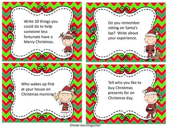 Christmas Writing Task Cards by Linda's Learning Center | TpT