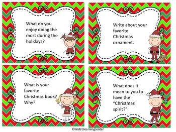 Christmas Writing Task Cards by Linda's Learning Center | TpT