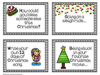 Christmas Writing Task Cards for Writing Centers- 12 Days of Christmas