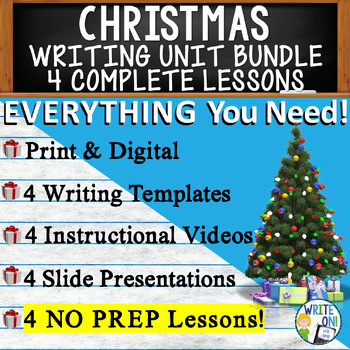 Preview of Christmas Writing Unit - 4 Essay Activities Resources, Graphic Organizers