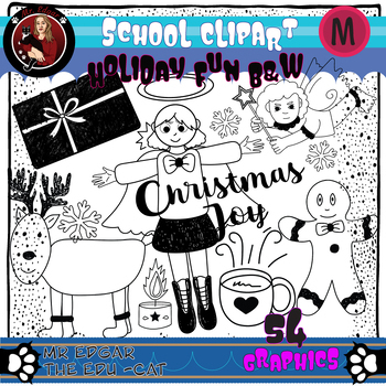 Preview of Christmas /Xmas Holiday Black and White Clip Art - Big Set
