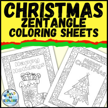 Preview of Christmas Mindfulness Coloring Sheets an Activity with Zentangles