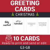 Christmas activities. Spanish Greeting cards. Printable an