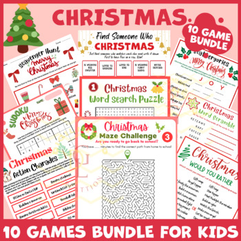 Preview of Christmas activities game BUNDLE word searches scramble phonics 5th 6th 4th