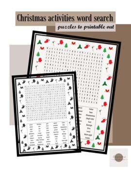 Preview of Christmas activities word search puzzles to printable out [PDF&Easel]