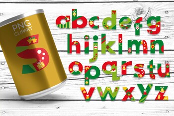 Preview of Christmas alphabet clip art. Lower case letters ABC