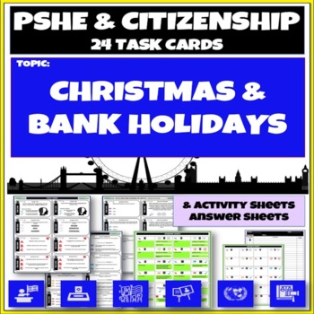 Preview of Christmas and Bank Holidays UK Civics Task Cards