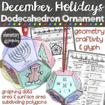 Preview of Christmas and December Ornament Dodecahedron Math Activity Glyph and Worksheets