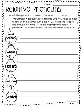 Christmas Grammar 4th Grade ~ Activities and Worksheets by Can't Stop