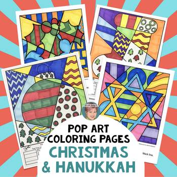 Preview of Christmas Coloring Pages + Writing Prompts (w/ sheets for Hanukkah)