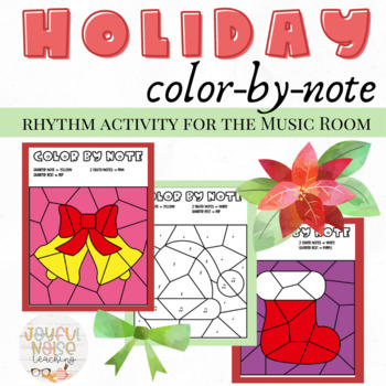 Preview of Christmas and Holiday Color-by-Note Music Coloring Pages Activity for Rhythm