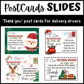 Preview of Christmas and Holiday Thank You Letters and Post Cards for Delivery Drivers