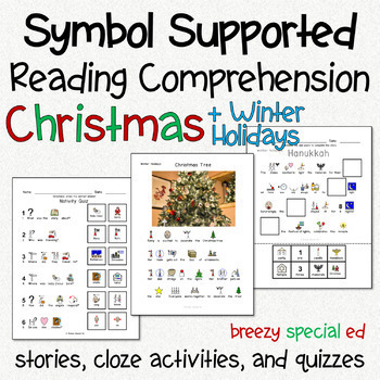 Preview of Christmas and Holidays - Symbol Supported Reading Comprehension for Special Ed