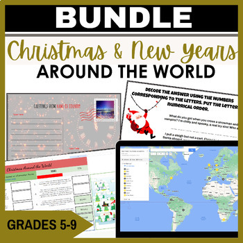 Preview of Christmas and New Year Around the World middle school activities escape room