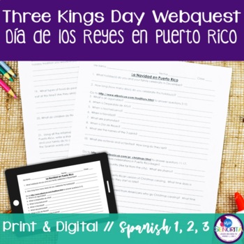 Preview of Christmas and Three Kings Day in Puerto Rico Webquest Día de los Reyes activity
