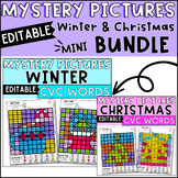 Christmas and Winter Color by Mystery Picture CVC Words Ed
