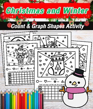 Preview of Christmas and Winter Count & Graph Shapes Activity worksheets math