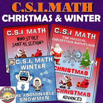 Preview of Christmas and Winter Math CSI Activity Bundle - 4 Christmas Math Activities.