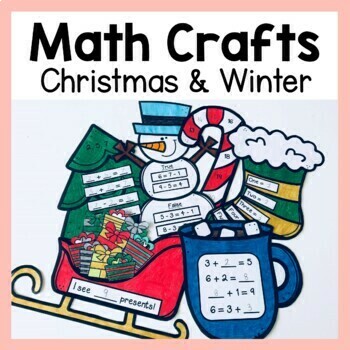 Preview of Christmas and Winter Math Crafts Bundle