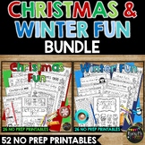 Christmas and Winter No Prep Fun Worksheets Crosswords Wor