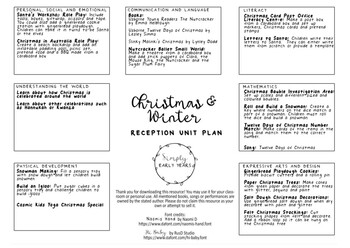 Preview of Christmas and Winter Reception Unit Plan