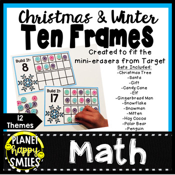Preview of Mini Eraser Christmas and Winter Ten Frames Numbers 1-20
